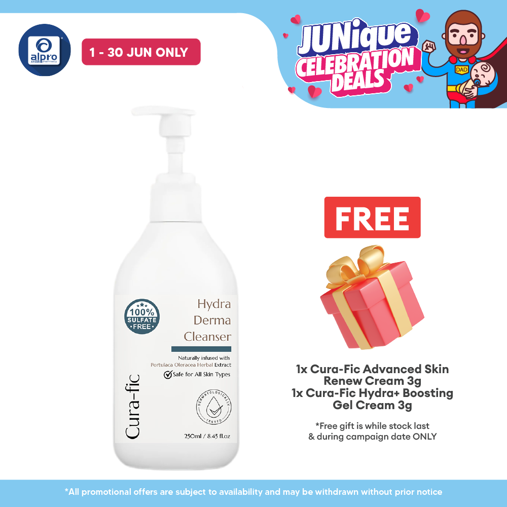 Cura-Fic Hydra Derma Cleanser-Full Size 250mL | Anti-Aging Herbs & Soothe Irritated Skin Cura-fic