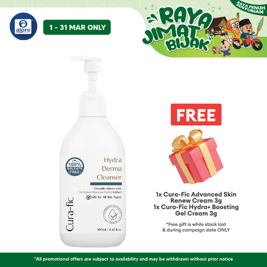 Cura-Fic Hydra Derma Cleanser-Full Size 250mL | Anti-Aging Herbs & Soothe Irritated Skin Cura-fic