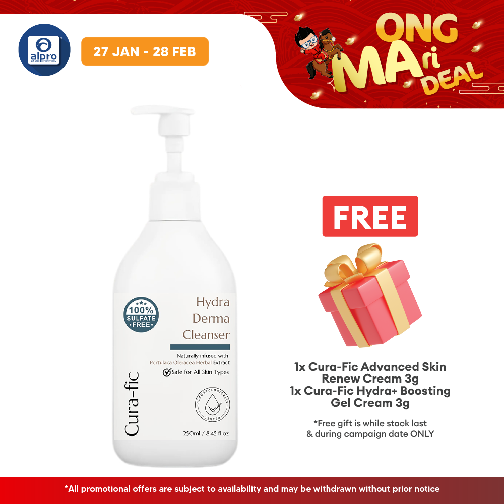 Cura-Fic Hydra Derma Cleanser-Full Size 250mL | Anti-Aging Herbs & Soothe Irritated Skin Cura-fic