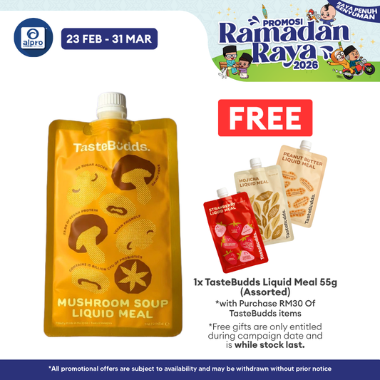 TasteBudds Mushroom Soup Liquid Meal 55g | Hearty Mushroom Flavor & Herbs TasteBudds