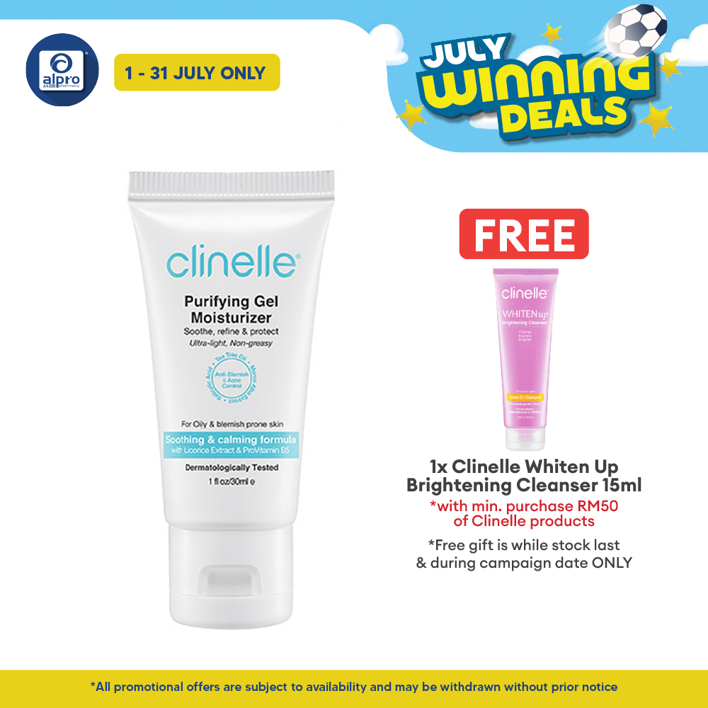 Clinelle Purifying Gel Moisturizer 30mL | Soothing & Calming Formula Clinelle