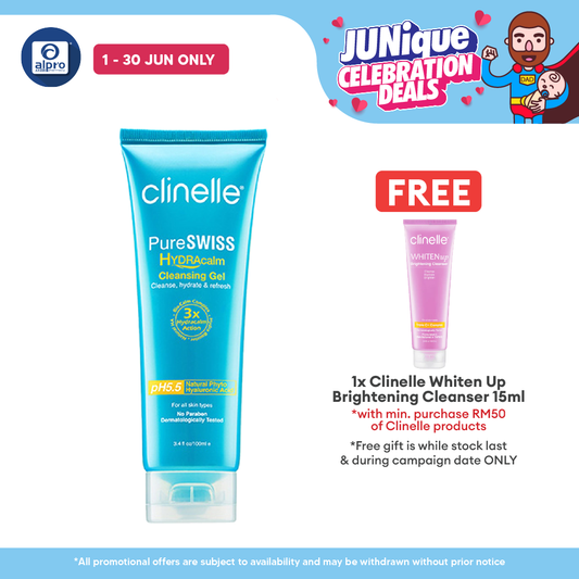 Clinelle PureSWISS HYDRAcalm Cleansing Gel 100mL | Delicately Cleanses Impurities Clinelle