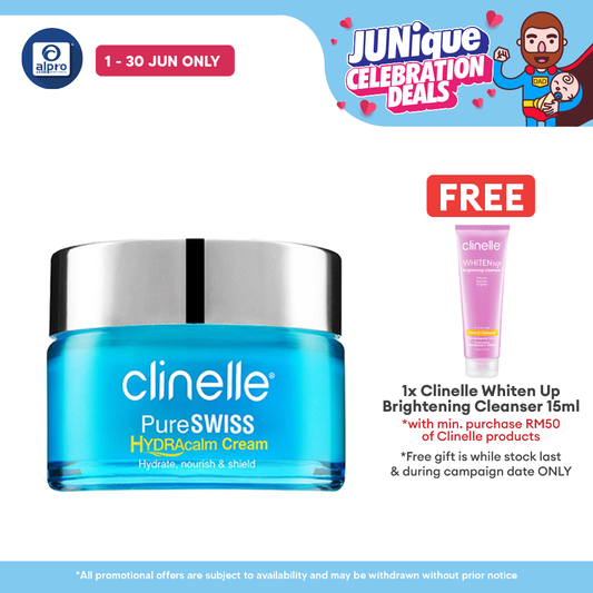 Clinelle PureSWISS HYDRAcalm Cream 40mL | Reduces Dry Lines & Oil Secretion Clinelle