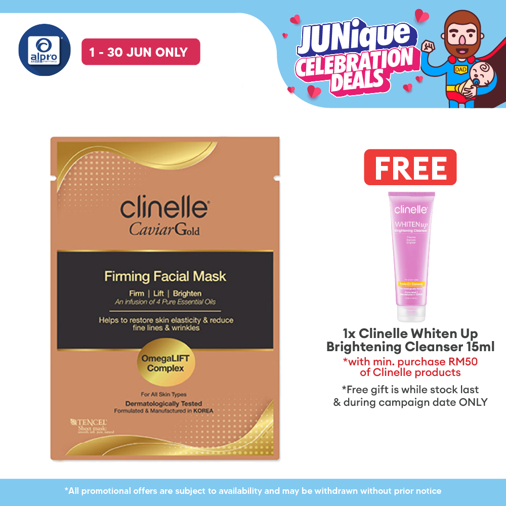 Clinelle CaviarGold Firming Facial Mask 25mL | Boosts Skin Elasticity & Smoothness Clinelle