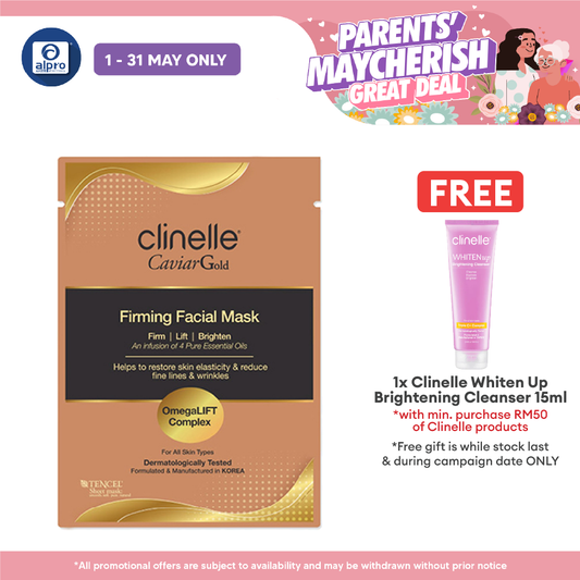 Clinelle CaviarGold Firming Facial Mask 25mL | Boosts Skin Elasticity & Smoothness Clinelle