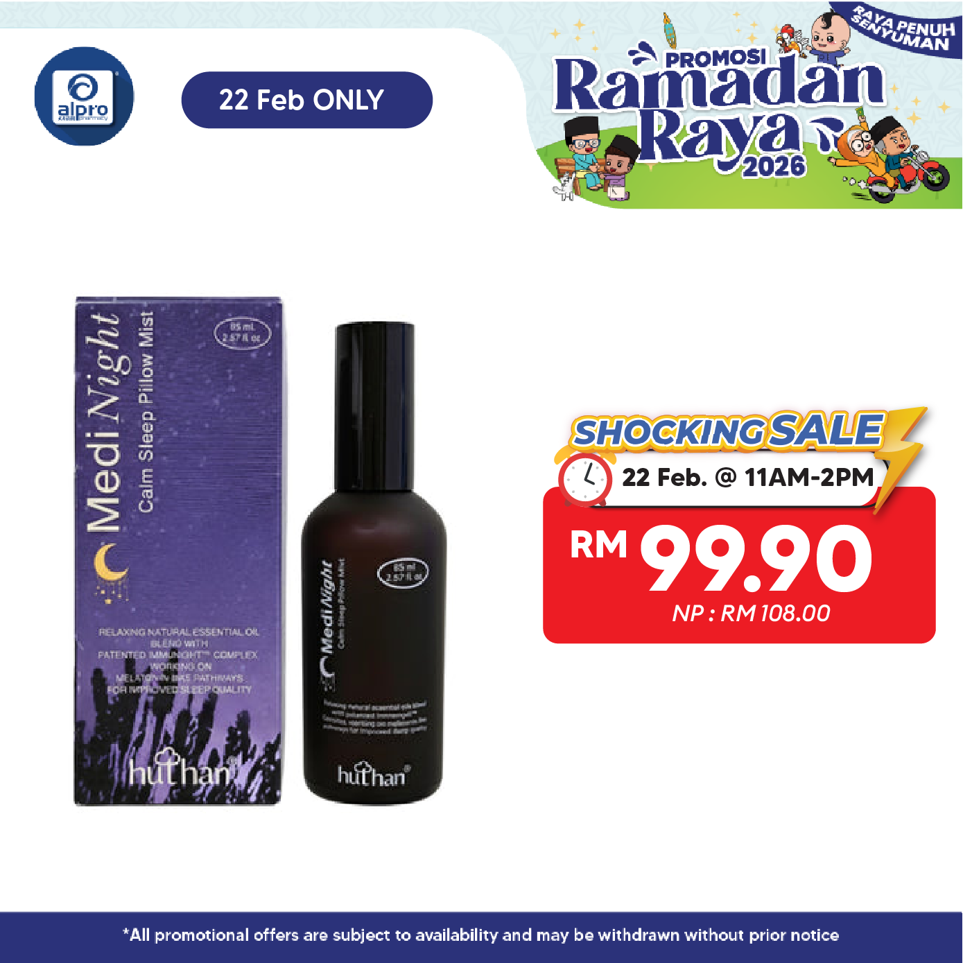 huthan® Medinight Calm Sleep Pillow Mist 85mL | Calming Aroma & Relaxing Effect huthan