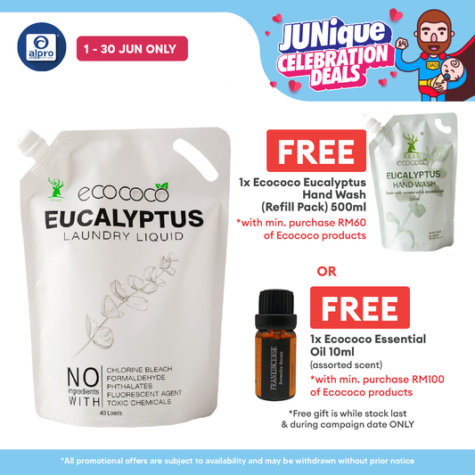 ecococo Eucalyptus Laundry Refill 2kg | Naturally Soft & Safe for Sensitive Skin ecococo