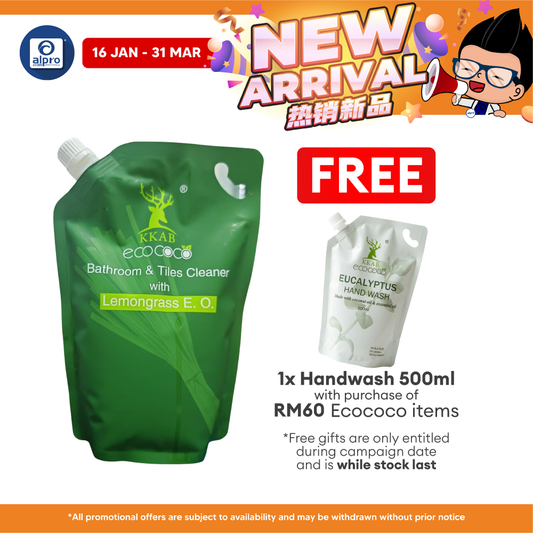ecococo Lemongrass Bathroom & Tiles Cleaner Refill 1kg | Refreshing Lemongrass Fragrance ecococo