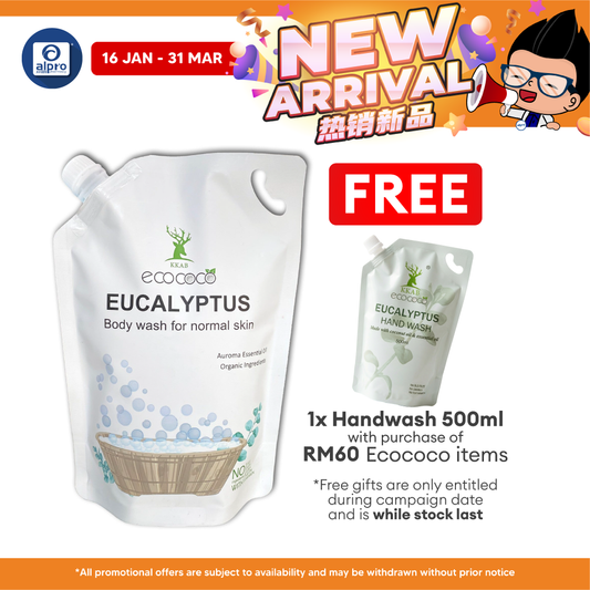 ecococo Eucalyptus Body Wash Refill 1kg | Skin Friendly & Moisturising Effect ecococo