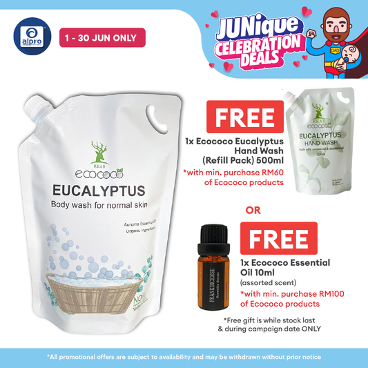 ecococo Eucalyptus Body Wash Refill 1kg | Skin Friendly & Moisturising Effect ecococo