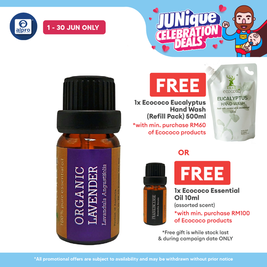 ecococo Organic Lavender Essential Oil 10mL | Helps Improve Sleep Quality & Relaxation ecococo