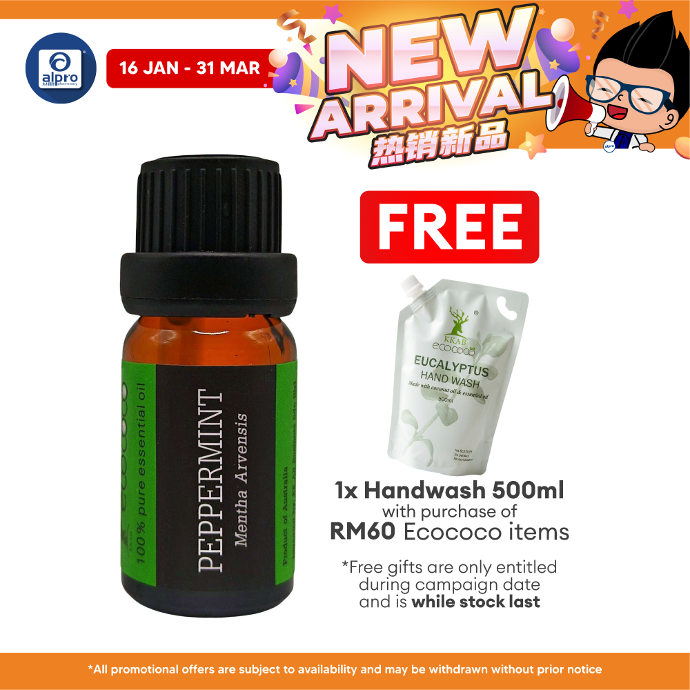 ecococo Peppermint Essential Oil 10mL | Boosts Energy & Focus ecococo