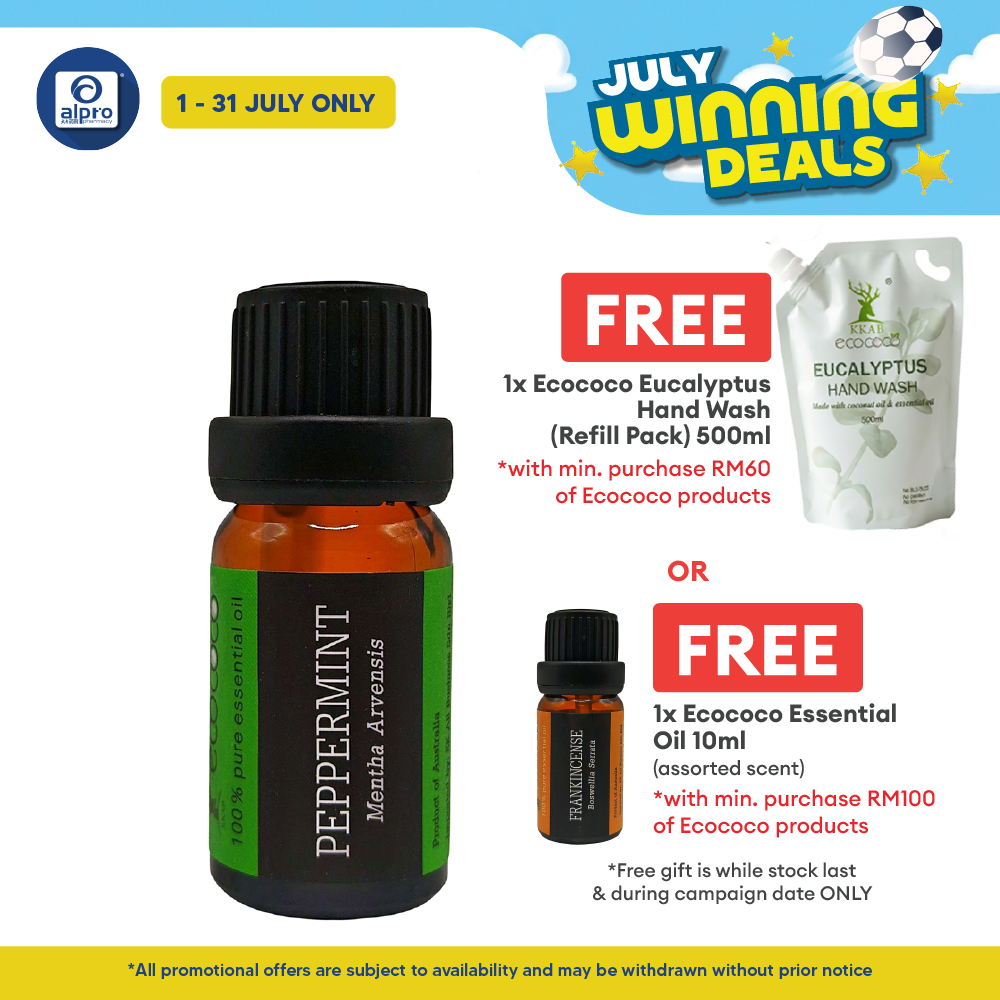 ecococo Peppermint Essential Oil 10mL | Boosts Energy & Focus ecococo