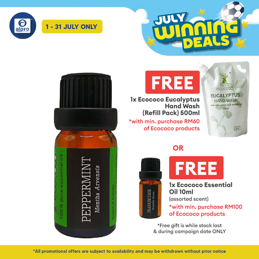 ecococo Peppermint Essential Oil 10mL | Boosts Energy & Focus ecococo