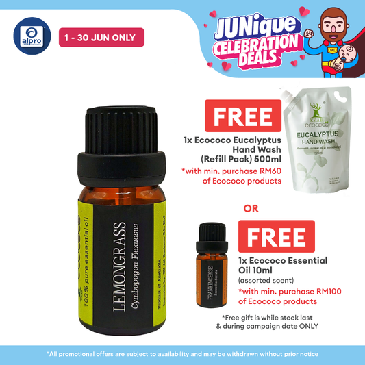 ecococo Lemongrass Essential Oil 10mL | Natural Insect Repellent ecococo