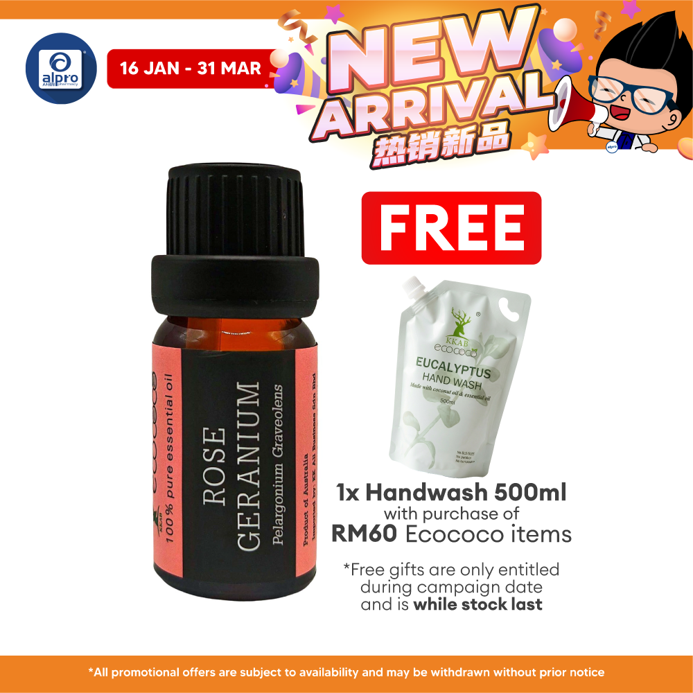ecococo Rose Geranium Essential Oil 10ml | Aids Mood & Hormones ecococo