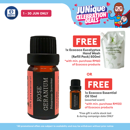 ecococo Rose Geranium Essential Oil 10ml | Aids Mood & Hormones ecococo