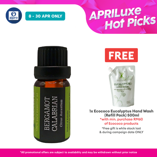 ecococo Bergamot Essential Oil 10mL | Relieve Stress & Boosts Mood ecococo