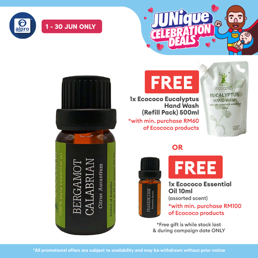 ecococo Bergamot Essential Oil 10mL | Relieve Stress & Boosts Mood ecococo