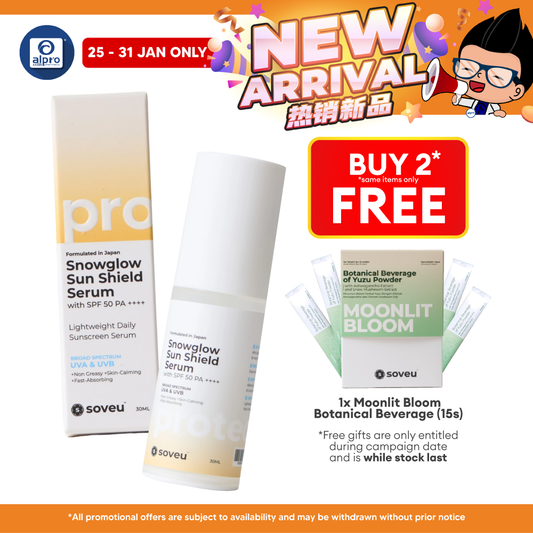 Soveu Snowglow Serum Shield SPF 50 PA++++ 30mL | Lightweight Texture & Shield from Harsh Sun