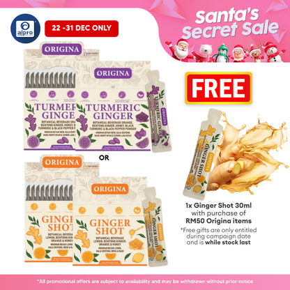 Origina (Ginger/ Turmeric) Shot 30mL ×15 sachets | Natural Digestive Aid & Warming Effect Origina