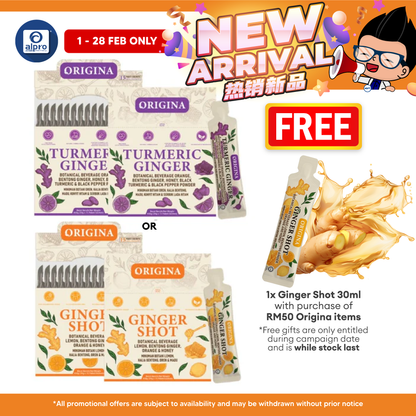 Origina (Ginger/ Turmeric) Shot 30mL ×15 sachets | Natural Digestive Aid & Warming Effect Origina