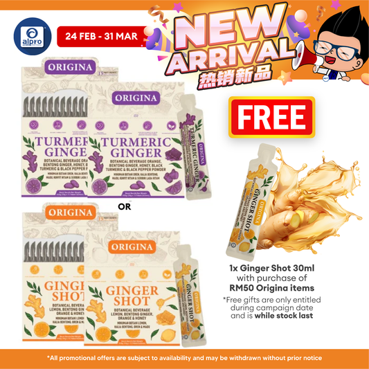 Origina (Ginger/ Turmeric) Shot 30mL ×15 sachets | Natural Digestive Aid & Warming Effect Origina