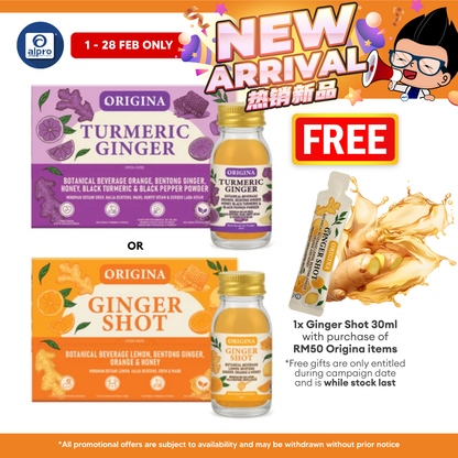 Origina (Ginger/ Turmeric) Shot 60mL ×6 bottles | Natural Digestive Aid & Warming Effect Origina