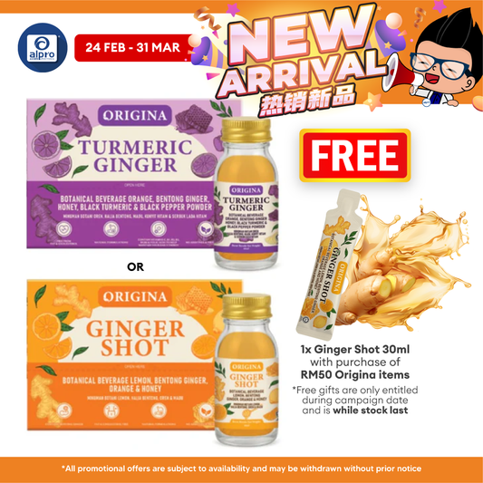 Origina (Ginger/ Turmeric) Shot 60mL ×6 bottles | Natural Digestive Aid & Warming Effect Origina