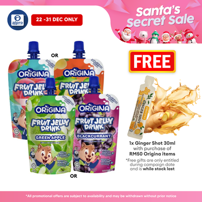 Origina Fruit Jelly Drink with Multivitamins (Peach/ Apple/ Mango/ Blackcurrant) 150mL | Chewable Jelly & Kid Friendly Origina