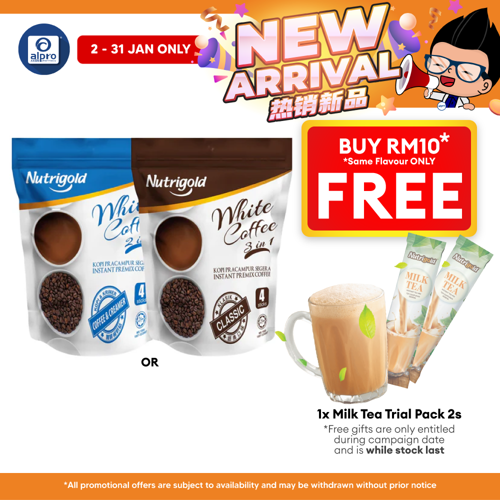 Nutrigold 3-in-1 White Coffee (Coffee Classic 40g ×4s / Coffee & Creamer 30g ×4s) Nutrigold