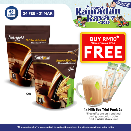 Nutrigold 3-in-1 Hot Chocolate/ Chocolate Malt 30g ×4s | 3-In-1 Convenient Stick Pack Nutrigold
