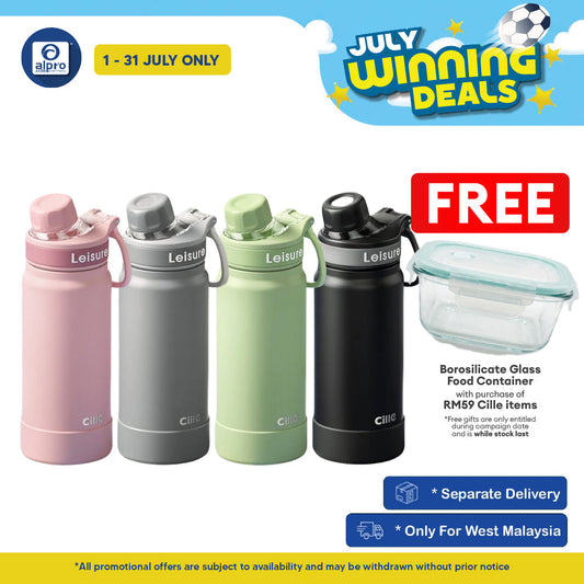 Cille Stainless Steel Flask Coaster Base & Rotating Lid Integrated Holder 630mL (XB-25154-630) | Sporty & School Design Cille