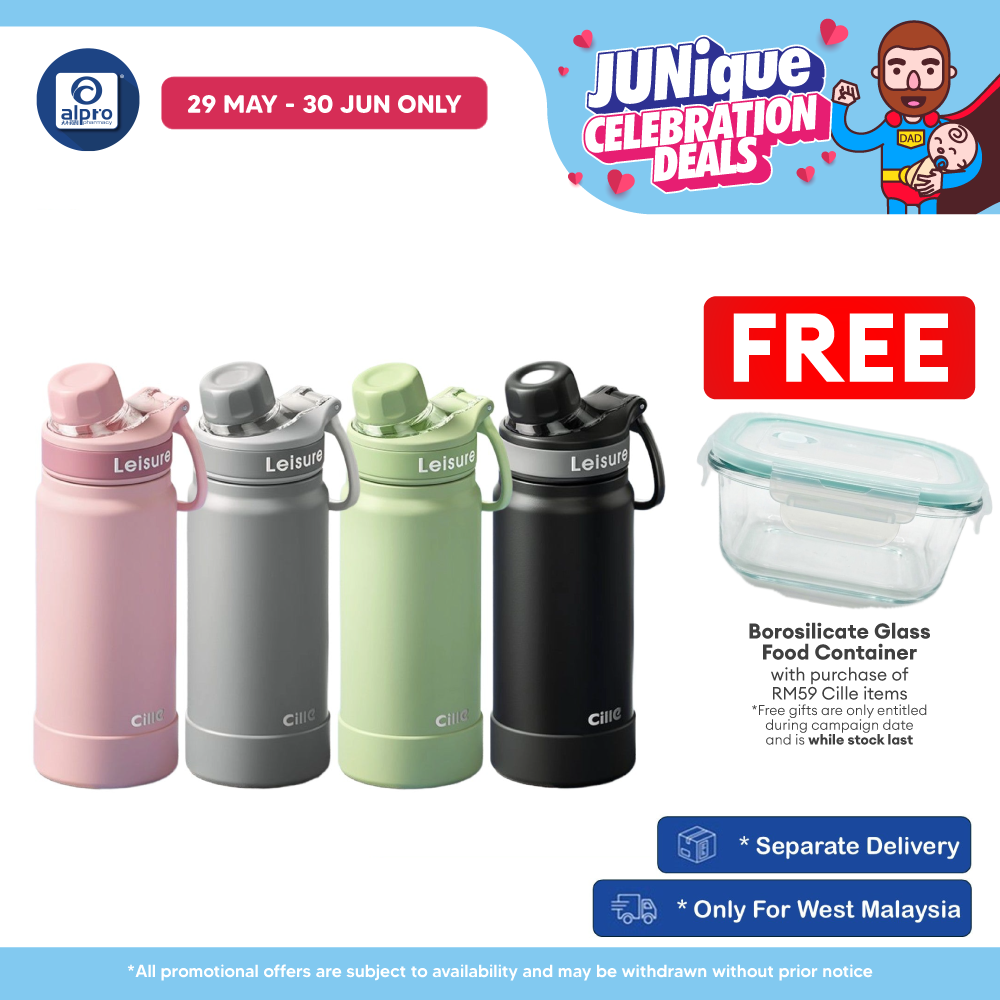 Cille Stainless Steel Flask Coaster Base & Rotating Lid Integrated Holder 630mL (XB-25154-630) | Sporty & School Design Cille