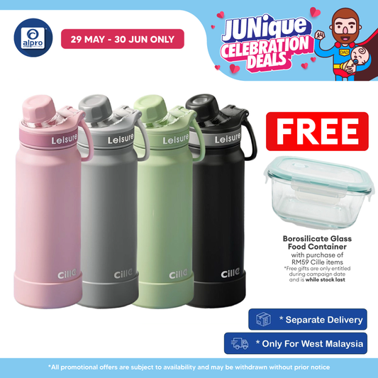 Cille Stainless Steel Flask Coaster Base & Rotating Lid Integrated Holder 830mL (XB-25154-830) | Sporty & School Design Cille
