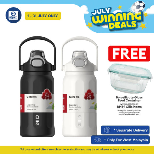 Cille 316 Stainless Steel Thermal Bottle 1000mL (XB-25161-1.0) | Leak-Proof & One Click Open Cap Cille