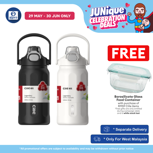 Cille 316 Stainless Steel Thermal Bottle 1000mL (XB-25161-1.0) | Leak-Proof & One Click Open Cap Cille