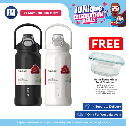 Cille 316 Stainless Steel Thermal Bottle 1300mL (XB-25161-1.3) | Leak-Proof & One Click Open Cap Cille
