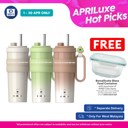 Cille Premium 304 Stainless Steel Tumbler (XB-24193-TC) | Coated Inner Ceramic & Steel Straw Cille