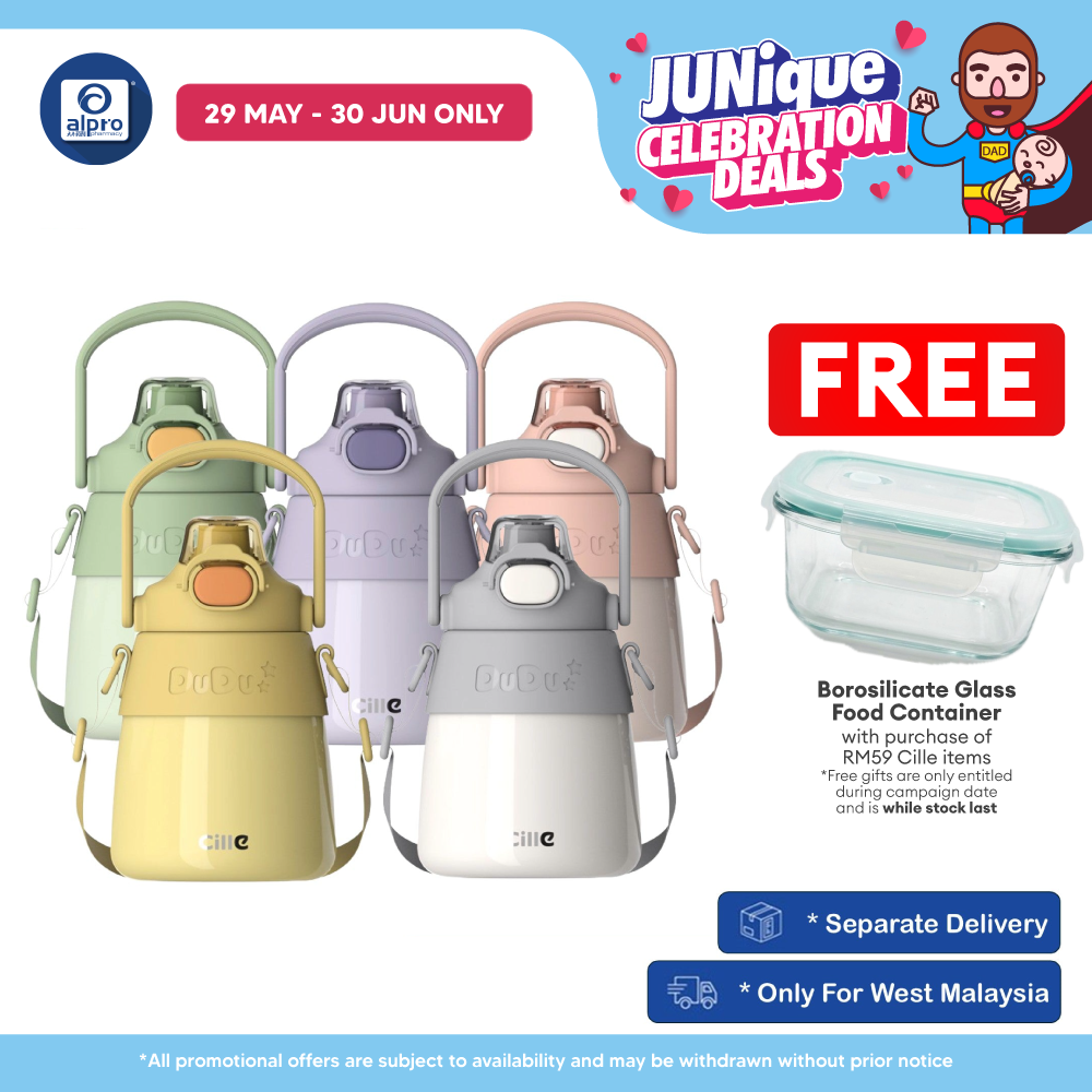 Cille 316 Stainless Steel Fat Dudu Vacuum Thermo Water Bottle 900mL (XB-22140) | with Adjustable Strap and Straw Cille