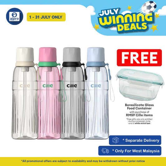 Cille Tritan Sport Bottle Sip with Straw & Leak-Proof 720mL (XL-2523) | Durable BPA Material with Straw Cille