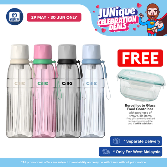 Cille Tritan Sport Bottle Sip with Straw & Leak-Proof 720mL (XL-2523) | Durable BPA Material with Straw Cille