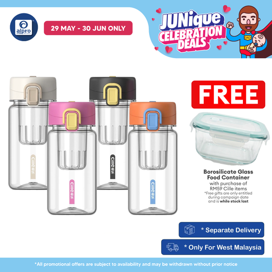 Cille Tritan Bottle with Magnetic Infuser & Leak-Proof Lid BPA Free 520mL (XL-2520-520) | Leak-Proof & Durable Body Cille