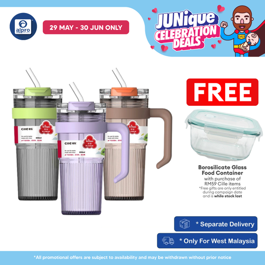 Cille Fitness Bottle Leakproof BPA-Free with Straw 850mL (XL-2496) | Anti-Slip Design & On-The-Go Form Cille