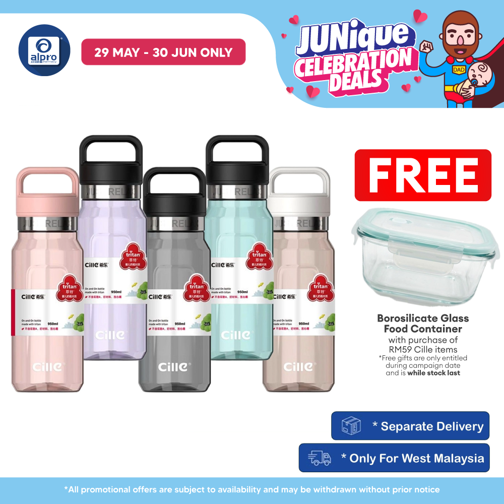 Cille Water Bottle Tritan BPA-Free with Straw 950mL (XL-2473) | Durable Bottle Design Cille