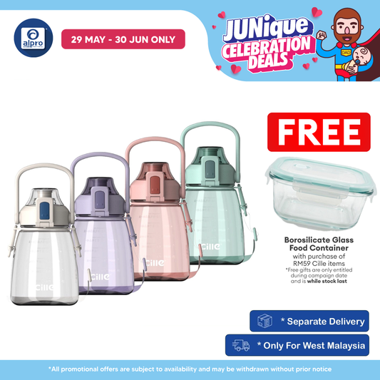 Cille Tritan Water Bottle Tritan BPA-Free Plastic Water Bottle 1.2L (XL-2218) | Big Handle & Wide Mouth Cap Cille