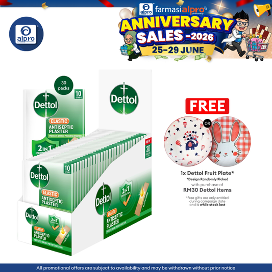 Dettol Antiseptic Plaster Elastic 30pack ×10strip | Keeping Wound Clean & Leaves No Residue Dettol