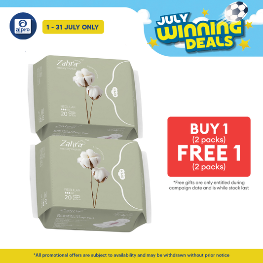 Zahra Regular Flow Pad 245mm Combo (20s ×2packs) | Fast Absorption & Ultra-Soft ZAHRA