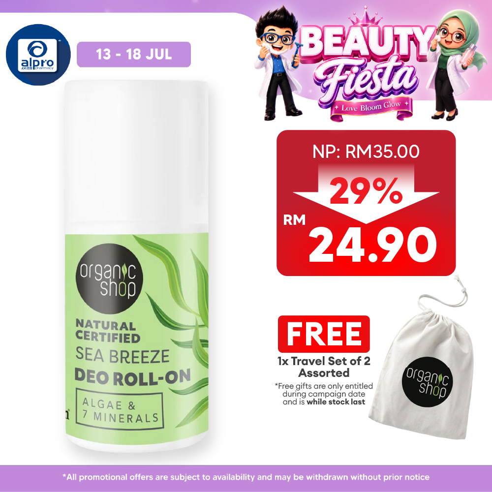Organic Shop Natural Certified Sea Breeze Deo Roll-On Algae & 7 Minerals 50mL | Long-Lasting Odour Protection Organic Shop