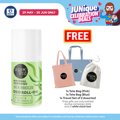 Organic Shop Natural Certified Sea Breeze Deo Roll-On Algae & 7 Minerals 50mL | Long-Lasting Odour Protection Organic Shop